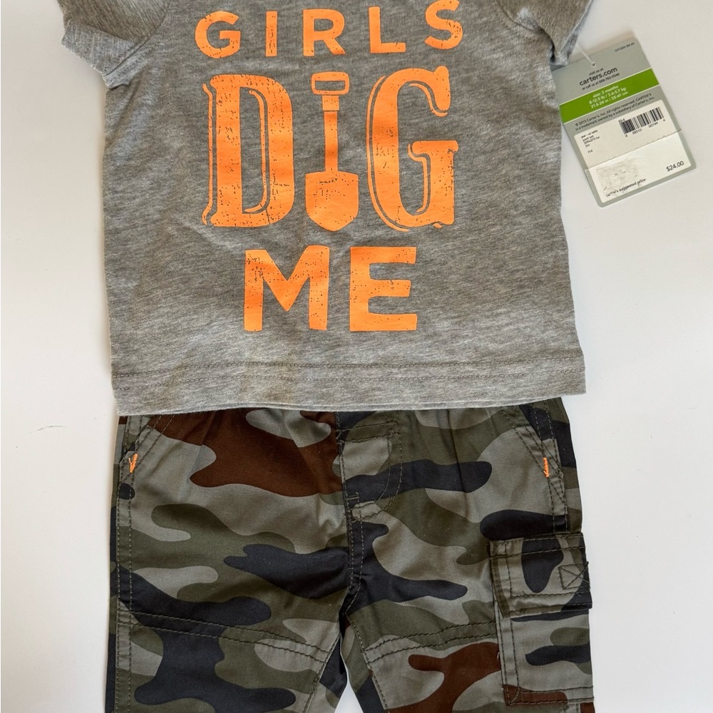 Carter's Girls Dig Me Shirt and Camo Pants 3M